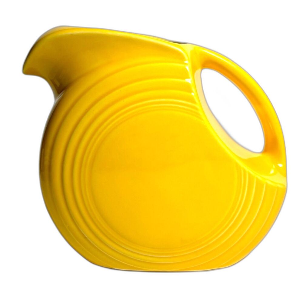 VTG Fiesta Disk Pitcher Sunflower Yellow Homer Laughlin USA Art Deco Vase MCM